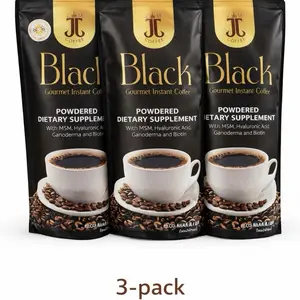 3 Café instantáneo Black Gourment con Ganoderma, MSM, biotina y ácido hialurónico Coffee Beverage