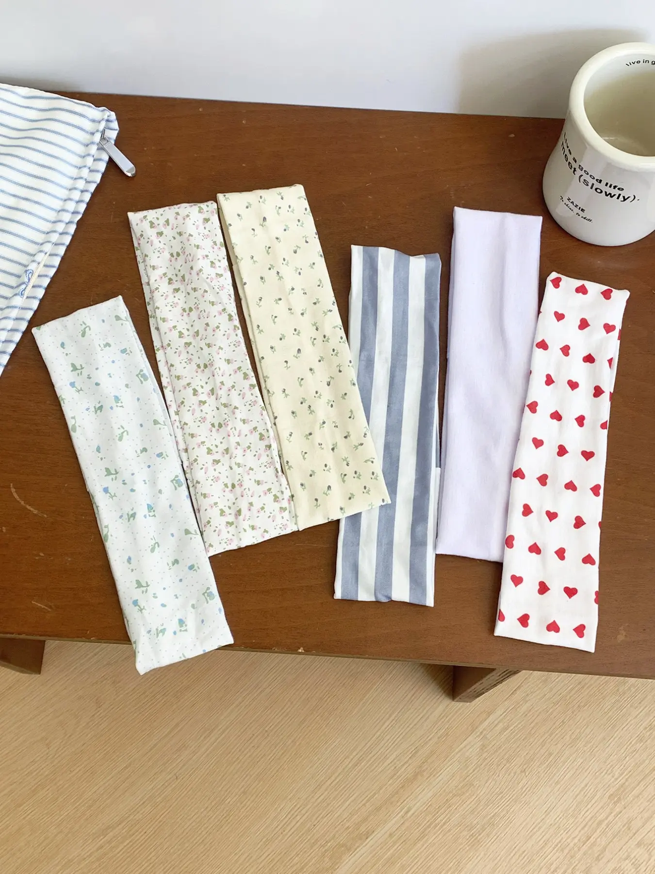 3/6pcs Korean Style Floral Striped Heart Print Wide Headbands Set, Daily Use Sport Fitness Workout Headbands, Non-Slip Hair Accessories, Soft Floral Hairband, Summer Hair Accessories