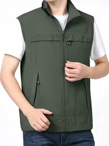 Men's Multi-Pocket Vest, Summer Lightweight Outdoor Fishing Vest, Sleeveless Casual Crop Top, Travel Workwear, Comfortable & Stylish