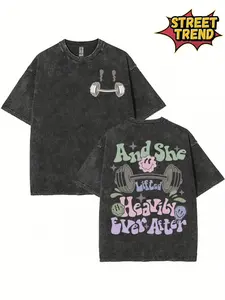 Funny Muscle Mom Era T-Shirt - Retro Distressed Weightlifting & Fitness Design, Unisex Oversized Loose Fit Round Neck Short Sleeve Top for Gym & Casual Wear - Funny Gym Shirt for &