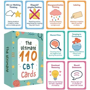Ultimate 110 CBT mental health cards, a therapeutic tool for counseling and self-help, visual aids for emotional health and stress relief