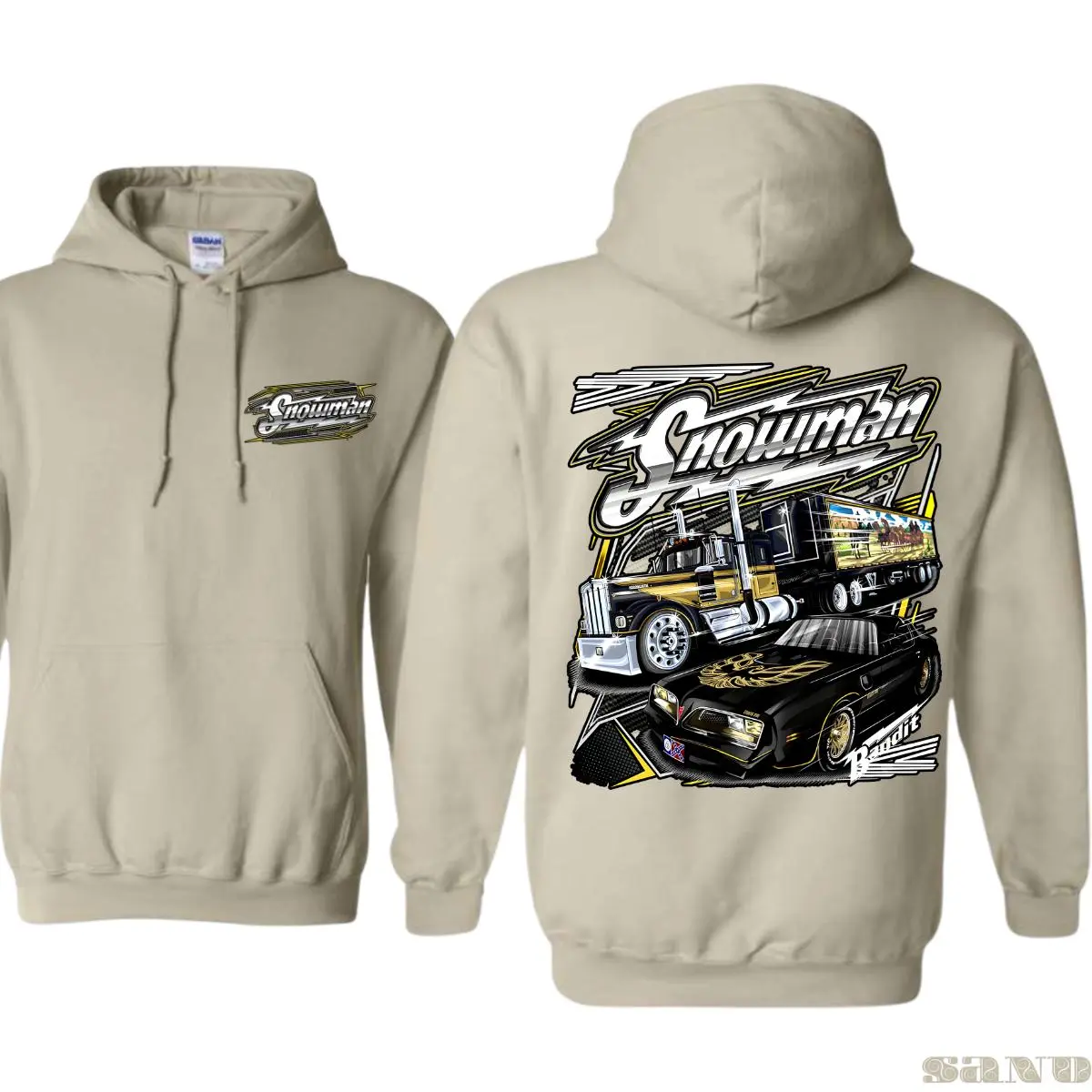 Snowman Truck Graphic Sweatshirt, Unisex Cotton Pullover Hoodie, Casual Long Sleeve for Christmas & Classic Car Fans, Tops, Longsleeves, Round Neck