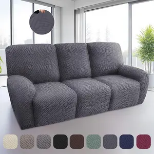 1/2/3 Seater Recliner Chair Covers with Side Pockets Waterproof Stretch Jacquard Chair Covers for Reclining Chair Non-Slip Recliner Slipcovers for Living Room Soft Recliner Protector