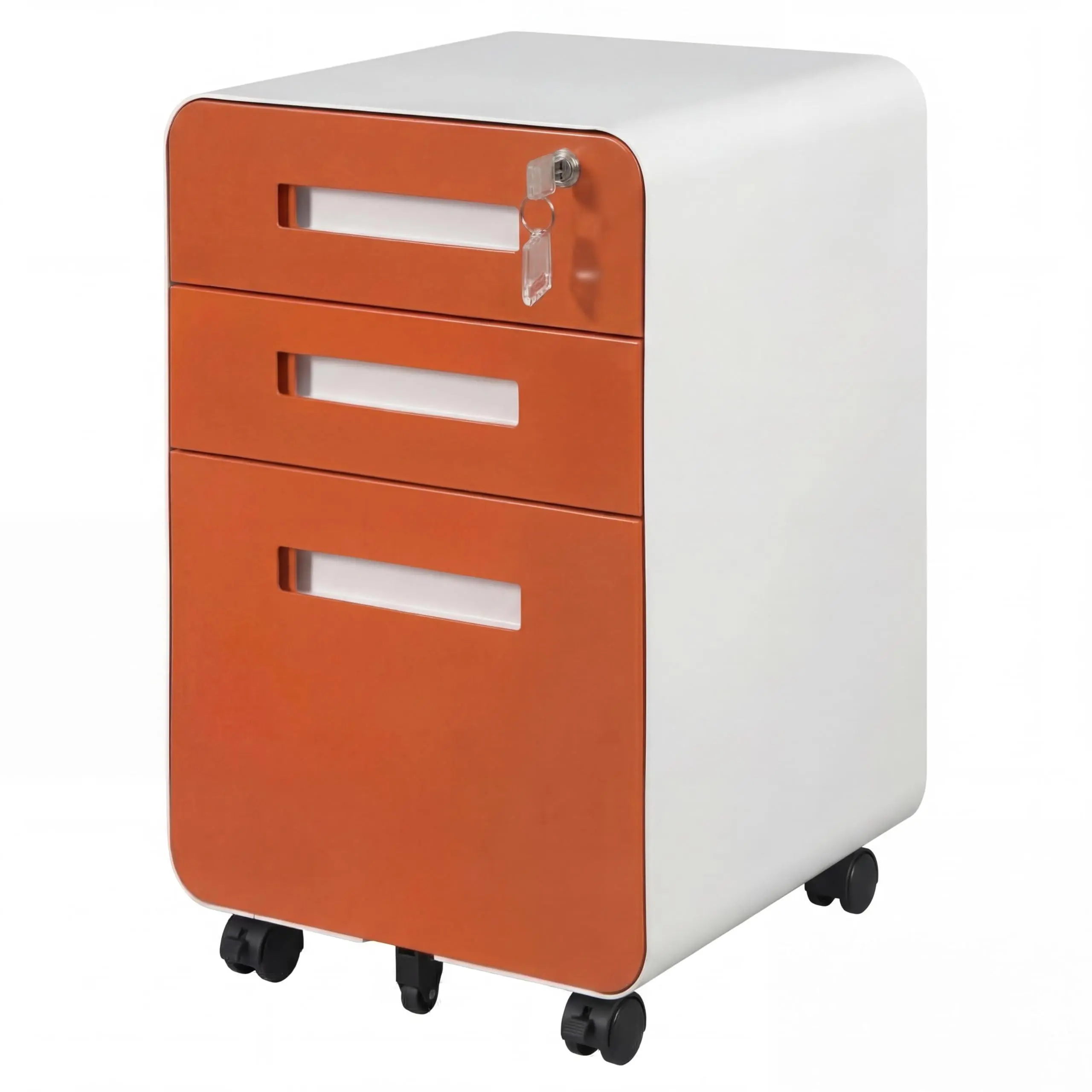 3 Drawer Mobile File Cabinet with Lock, Under Desk Metal Filing Cabinets with Wheels for Home Office Organizer Letters/Legal/A4, Fully Assembled,orange