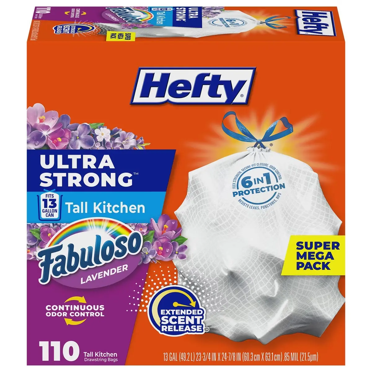 Hefty Ultra Strong Fabuloso Tall Kitchen Trash Bags - 13gal/110ct