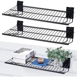 Slatwall Shelves 2 Pack, Slatwall Accessories, Slat Wall Wire Shelf, Heavy Duty Garage Storage Slatwall Shelf(24-Inch Width)