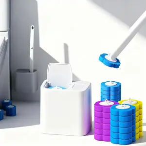 18-Refill Disposable Toilet Brush Set with Wall-Mount Holder Bathroom Cleaning Brush for Toilet, Bathtub, Sink & Drain