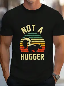 100% Cotton Vintage Not A Hugger Shirt - Funny Skunk Shirts - Skunk T-Shirt Women's Men's Graphic Tee Crew Neck summer vacation Tops