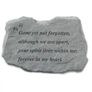 212 MAIN Personalized Garden Stone - Engraved "Gone Yet Not Forgotten" Text, Weatherproof Cast Stone Memorial, 16in x 11in Rough Texture Outdoor Patio Wall Mount Decor