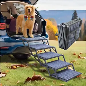 Extra Wide  Ramp for   and SUV  Stairs for Large Dogs Folding Pet Stairs with Non-Slip Rug Surface Supports Up to 280 lbs (Wide 5 Steps)