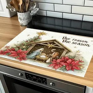 Christmas Theme Silica Gel Stove Pad, Heat Resistant Non-Slip Absorbent Kitchen Mat, Holiday Decoration Warm Home Supplies, Kitchen Decorative Placemat