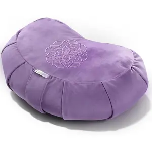 Meditation Cushion - Comfortable Floor Pillow for Adult Traditional Crescent Meditation Pillow Yoga Buckwheat Bolster ()