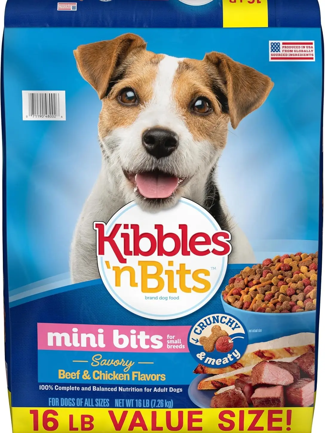 Kibbles 'N Bits Small Breed Mini Bits Dog Food, Savory Beef & Chicken Flavors, 16-lb Pack (1 Count)