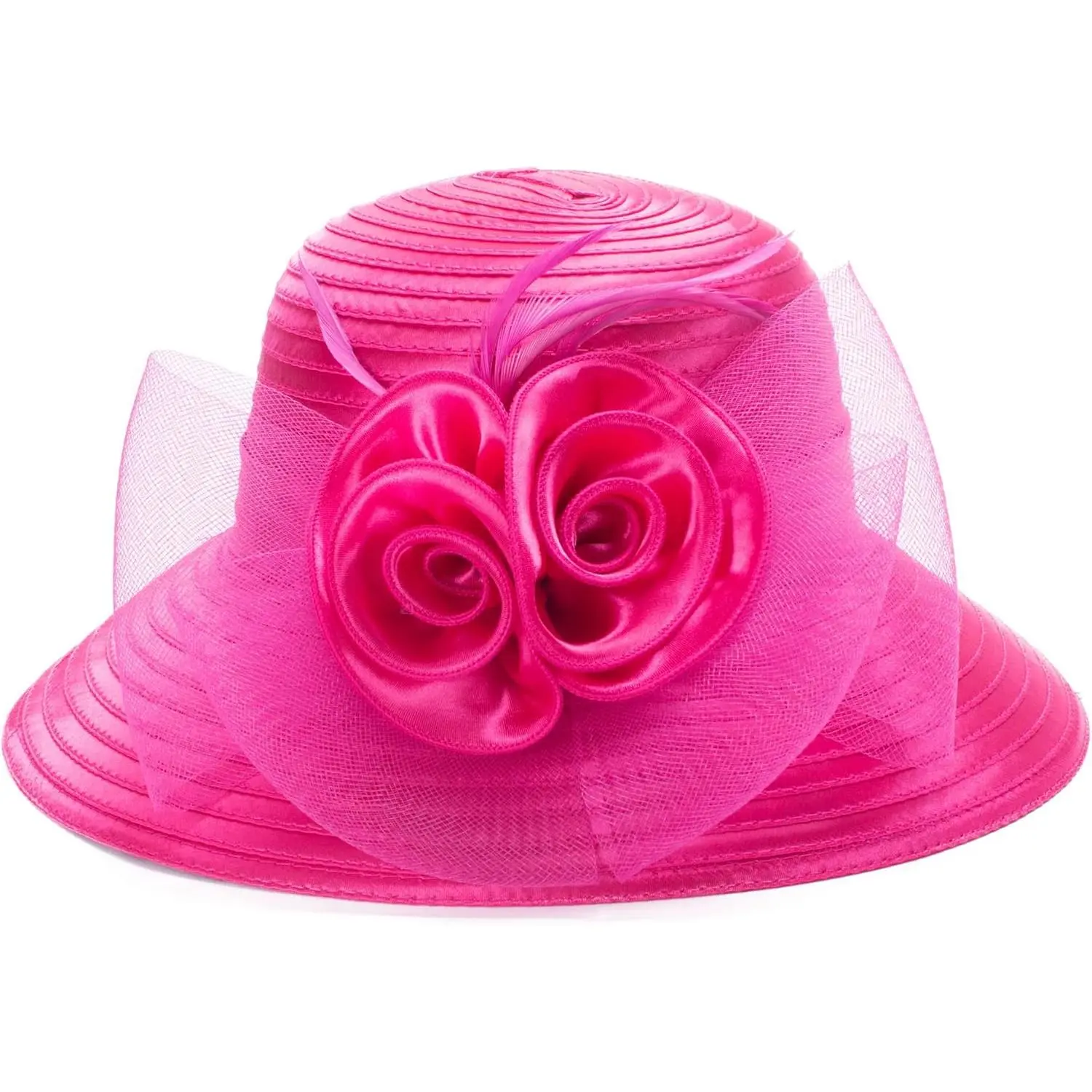 Lawliet Women Satin CRIN Wedding Occasion Wide Brim Sun Hat A433