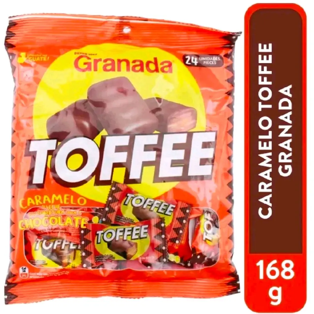 Granada Toffee 2 Bags of 24 Units Caramel and Milk Flavor Delicious Snack from Guatemala 168g