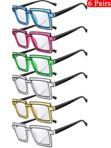 6 Piece Set Fashion Glasses Decoration, Geometric Shape, PC Frame, Casual Style, All Seasons, Music Festival, Party Costume Accessories