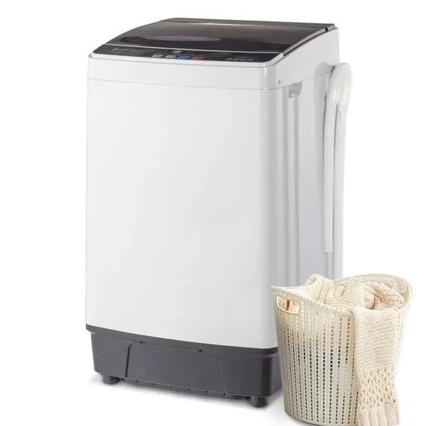17.6LBS Full Automatic Portable Washing Machine with Drain Pump 10 Wash Programs, 8 Water, 2 in 1 Washer and Spinner, For Apartments, RV, Camping 10 programs 8 Water Level Selections with LED Display 17.8 Lbs Capacity, black