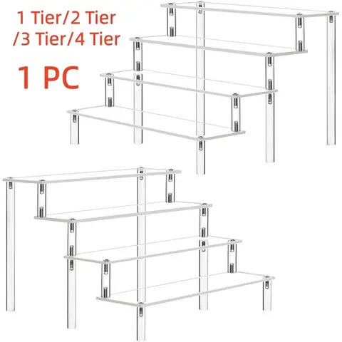 1 Pc Acrylic Risers, Acrylic Organizers, Display Stands, Perfume Organizer Shelf & Cupcake Stand Holder Risers for Figures, Dessert Shelves, Party & Decoration Display Rack
