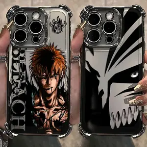 New Anime Cool BLEACH Plating Case  for iPhone 17, 16, 15, 14, 13, 12, 11 Pro Air Plus ProMax and Samsung S26-S22 Plus shock-absorbing phone cases, fashionable gift.
