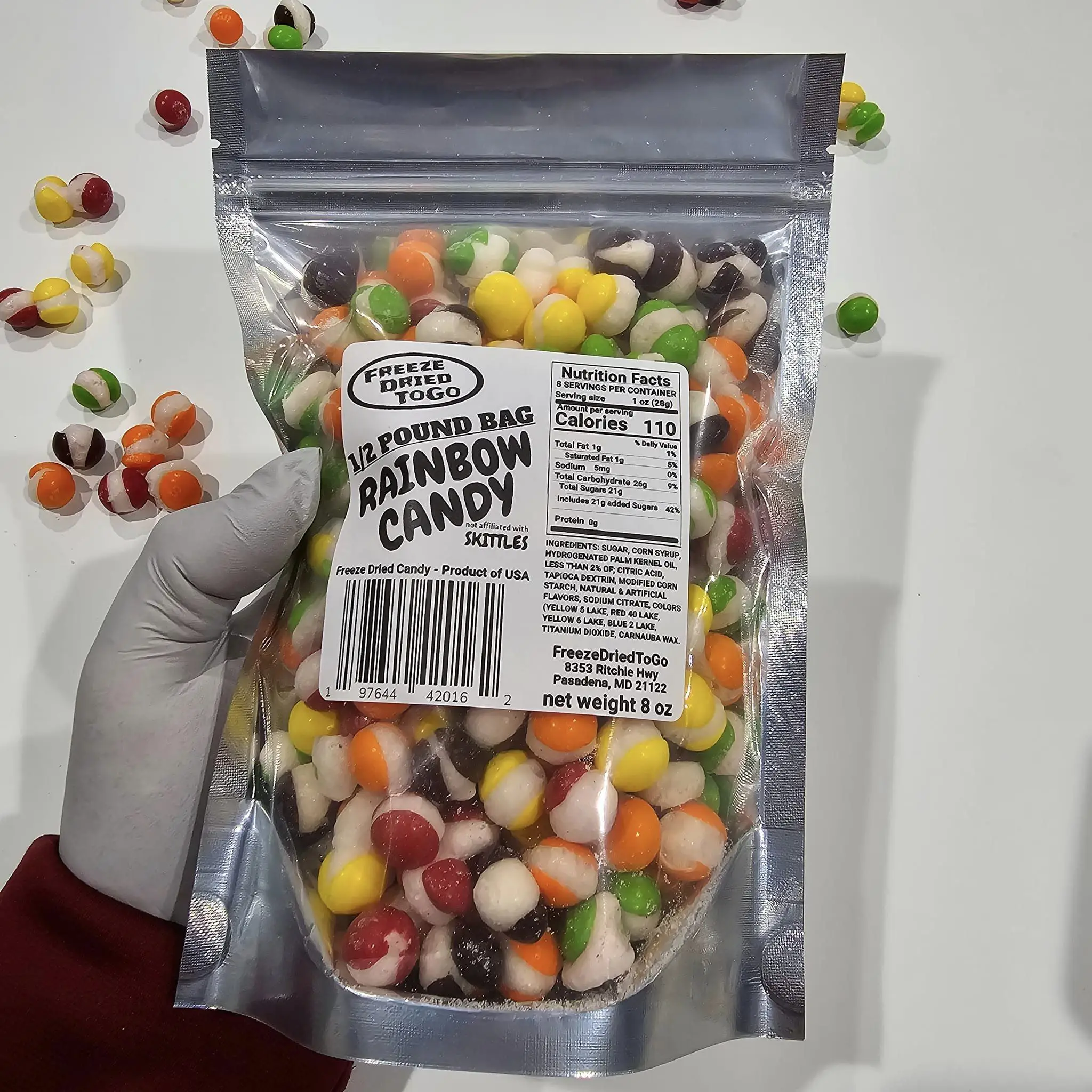 Half Pound - Freeze dried RAINBOW CANDY - in a Mylar snack bag