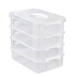 4-Tier Stackable Transparent Plastic Storage Box, Latch, Waterproof, Large Capacity, Home Food Safety Container, Multi-Purpose Organizer