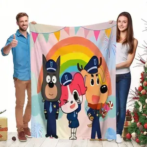 Sheriff Labrador Flannel Blanket Soft Warm All Season For Sofa Bed Office Camping Christmas Ideal Gift For Kids Friends Family Cartoon Fan Bedding Throw