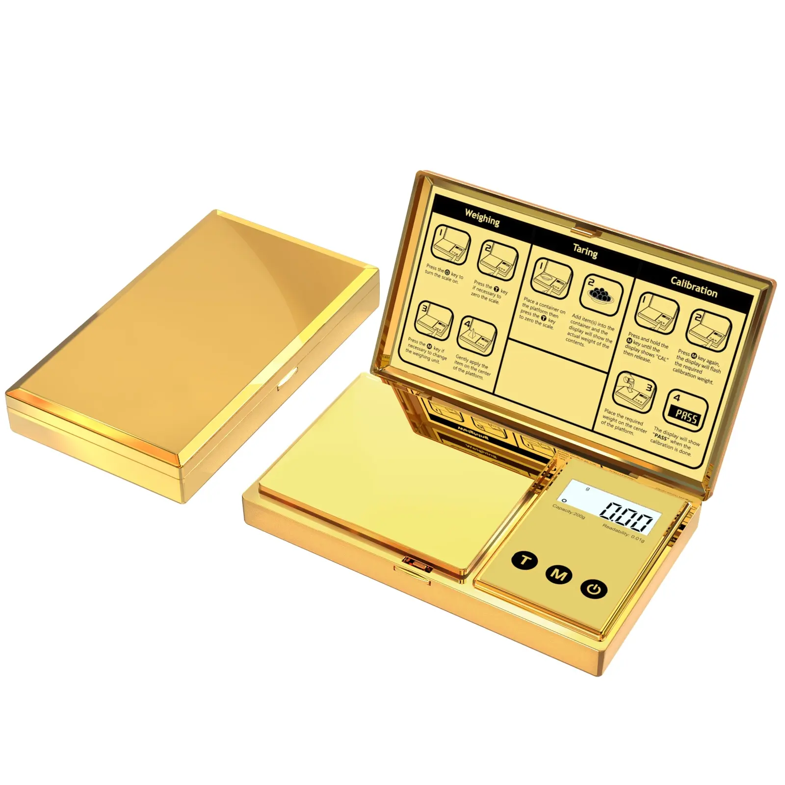 Precision Jewelry Gold Coin Herb Powder Electronic Scale, Luxurious Gold Design, Easy Clean Surface, Auto Off, Compact Portable Mini