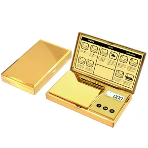 Precision Jewelry Gold Coin Herb Powder Electronic Scale, Luxurious Gold Design, Easy Clean Surface, Auto Off, Compact Portable