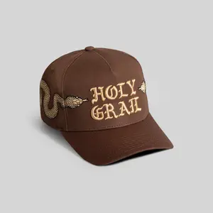 Field Grade Holy Grail Serpent Mocha Trucker Hat | trucker hat | twill | adjustable | mesh back | brown | snapback | dad hat | embroidered | unisex | casual | Trendy Hat 2026 | Streetwear Headwear | Fashion Cap | Summer Hat | Outdoor Cap | Sun Hat