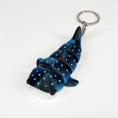 3D Printed Starry Sky Shark Keychain, Fish Keychain, Keychain for bags, Ombre Shark Keyring-Flexible Joints Whale Shark Pendant, Charm with Keyring Matte Blue Purple Women Men Bag Hanging Decoration Backpack Accessories Gift Keychain Charms