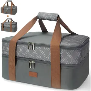 Expandable Casserole Carrier Bag - Double Decker  Bag, Insulated Casserole Carrier for Hot or Cold , Lasagna Holder Tote for Picnics,Beaches,Traveling or Gifts