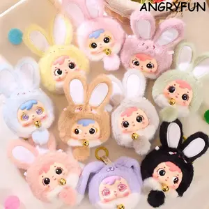 ANGRYFUN Mini Lucky Bunny Plush Blind Boxes – Fortune Rabbit Plush Keychain Blind Boxes Cute Stuffed Animal Charm Mystery Collectible Birthday Gift Single Box (Free Random Cute Acrylic Keychain)