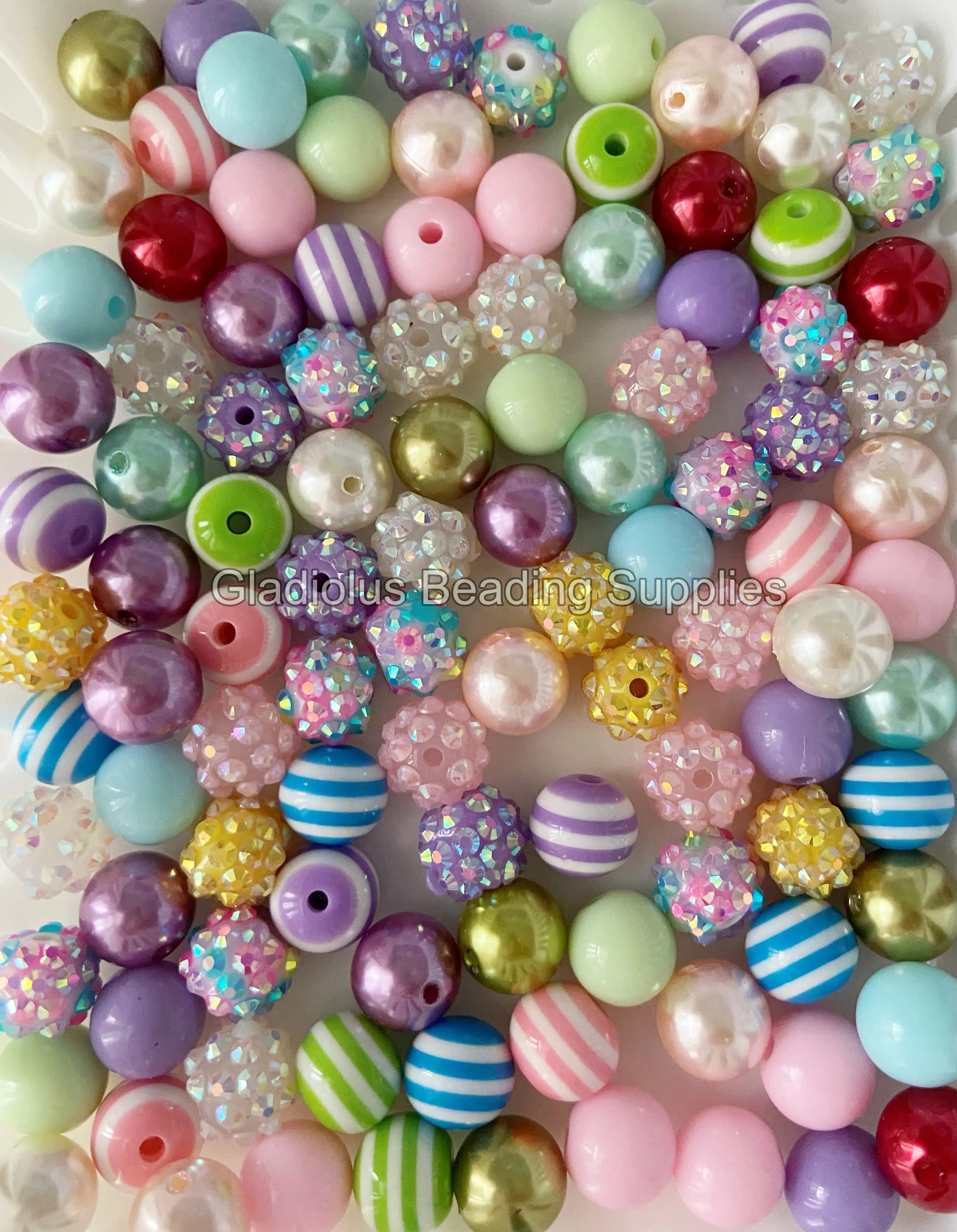 100 Qty 12mm Acrylic Beads for Easter Craft, Gumball Beads, Chunky Bubblegum Beads