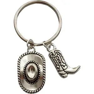 Western Country Keychain Cowboy Hat Key Ring Accessories Boot Keychain