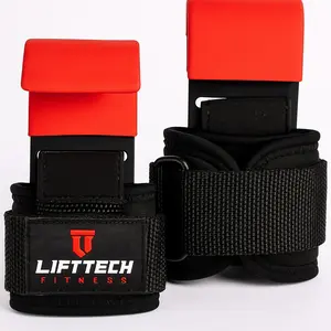 LIFTTECH WEIGHTLIFTING HOOKS -  Heavy Duty Lifting Grips for Pulls, Rows & Deadlifts (Wrist Support + Max Grip)