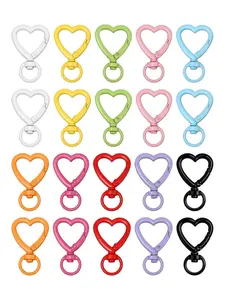 24/40 Counts Heart Keychain Clip with Swivel Clasps Hooks Cute Silver Heart Shaped Carabiner Clasp Zinc Alloy Snap Keychain Hook Backpack Clips for Handbag DIY Making Hanging Buckle