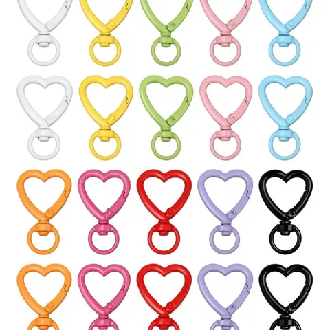 12 Counts Heart Keychain Clip with Swivel Clasps Hooks Cute Silver Heart Shaped Carabiner Clasp Zinc Alloy Snap Keychain Hook Backpack Clips for Handbag DIY Making Hanging Buckle Bag Accessory