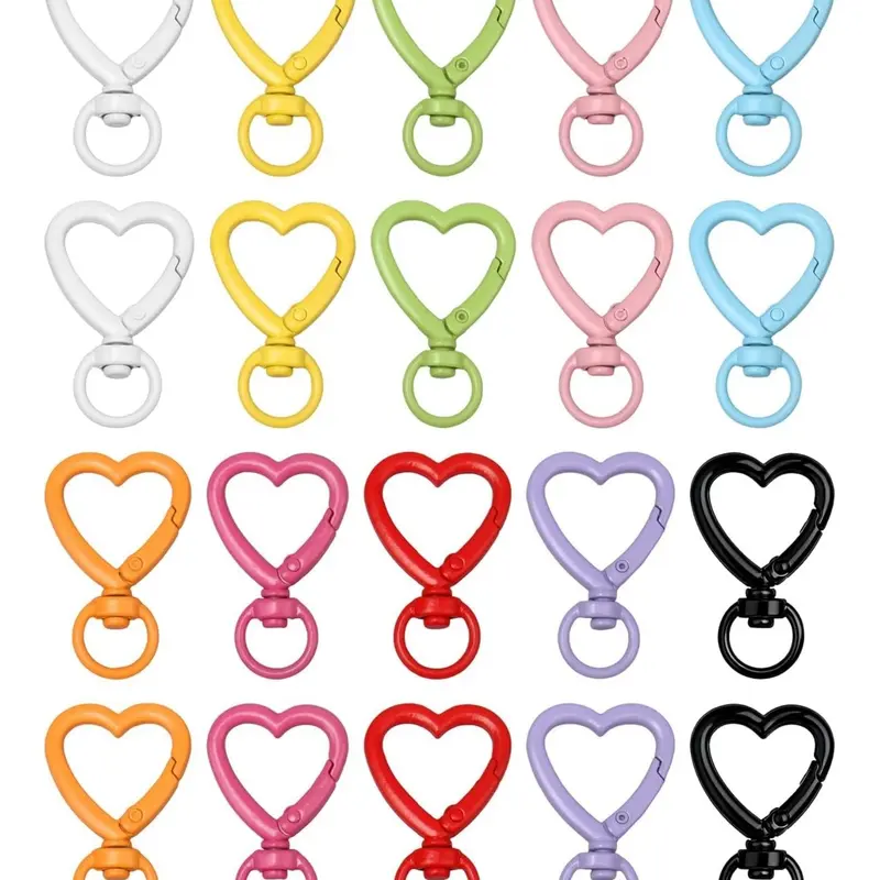 12 Counts Heart Keychain Clip with Swivel Clasps Hooks Cute Silver Heart Shaped Carabiner Clasp Zinc Alloy Snap Keychain Hook Backpack Clips for Handbag DIY Making Hanging Buckle Bag Accessory