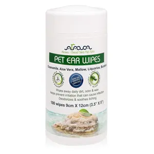 Ear Cleaner Wipes for Dogs Cats Puppies & Kittens 100 Count Removes Dirt Wax