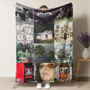 Dark Underground Hip-Hop Album Collage Blanket – Edgy Gothic & Southern Gothic Design Featuring Moody Album Art, Perfect for Alternative Rap Enthusiasts