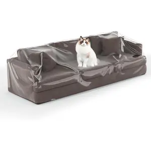 Clear Thick Heavy Duty Water Resistant Sofa/Couch Cover, Plastic Shield Covers for Couch,Vinyl Sofa Cover to   by Dogs and Cats