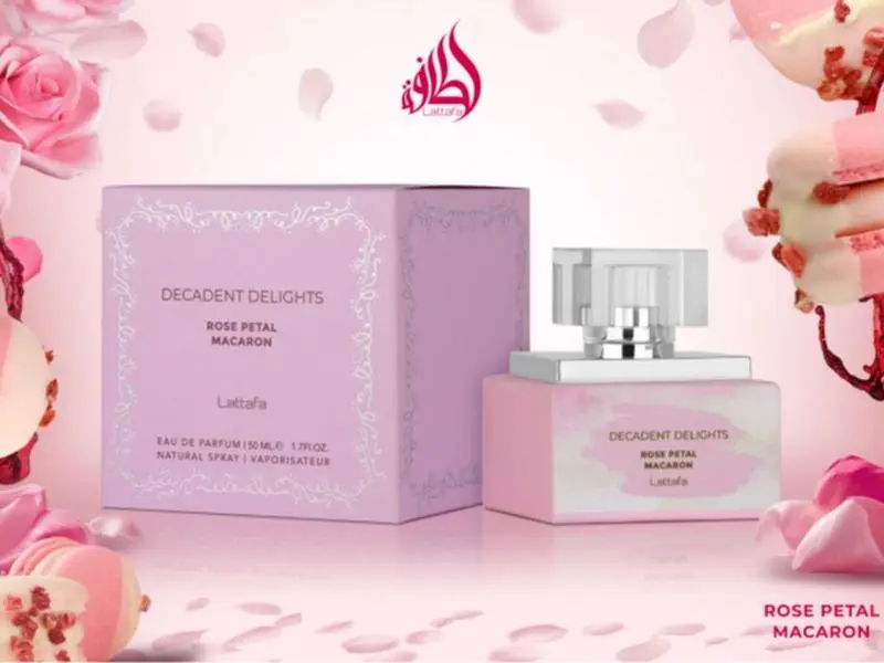 Lattafa Decadent Delights Rose Petal Macaron Eau de Parfum (EDP) - 50 ML Unisex Floral Fragrance with Lychee, Rose, Sandal Wood Notes, Single Item