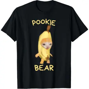 Casual Round Neck Shortsleeve Fashion Cotton Graphic Tees Pookie Bear Banana Cat Meme Funny Meme Internet Memes GenZ T-Shirt