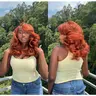 [70s Layers] Beginher Hair 20 inches Heat Resistance 200% Density Farrah Fawcett Layers Style Middle Part 4x4x1 T-Part Lace Synthetic Wear Go Beginner Friendly Pre Cut Glueless Wigs Ginger Color