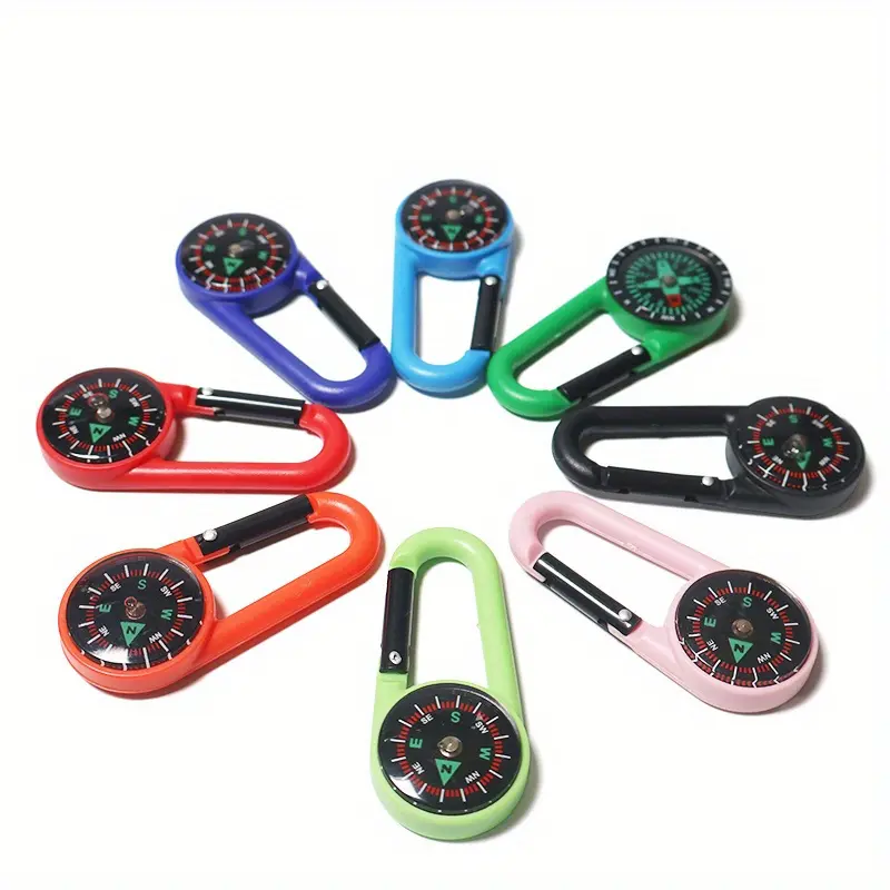 [8pcs Magnetic Keychain Compass] 8pcs Colorful Keychain Compass Set with Carabiner Clips - Magnetic Pocket Compasses for Hiking, Camping & Outdoor Survival