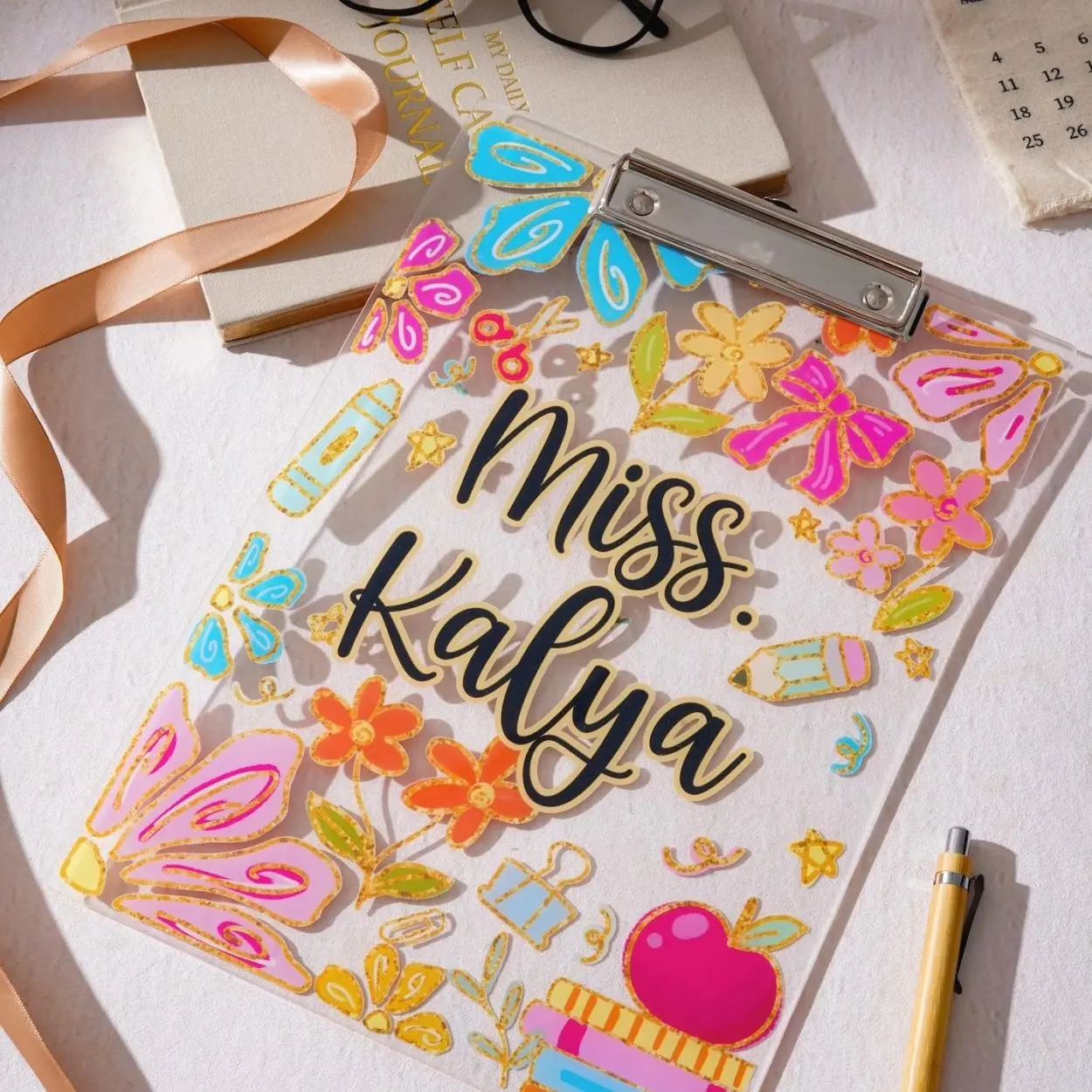 Custom Acrylic Clipboard With Teacher Name, Acrylic School Supplies, Back To School Teacher Appreciation Gift