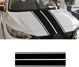 Car Hood Decal Sticker Universal Auto Racing Body Stripe Vinyl Modified Exterior Decoration Accessories, Black