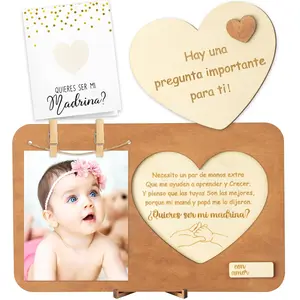 Will You Be My Godmother Proposal  Picture Frame Set, Madrina Proposal  in Spanish Godmother Proposal Card Gifts Ideas from Godchild, Wooden God Mother Announcement Baptism Present