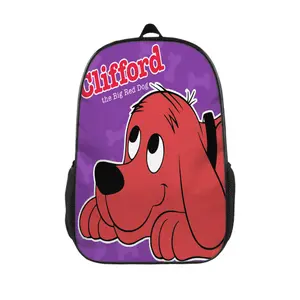 Clifford The Big Red Dog 17" Waterproof Laptop Backpack - Ultra Lightweight, Durable & Machine-Washable | Adjustable Padded Straps + Side Pockets | Perfect for Commute, Travel, Gym
