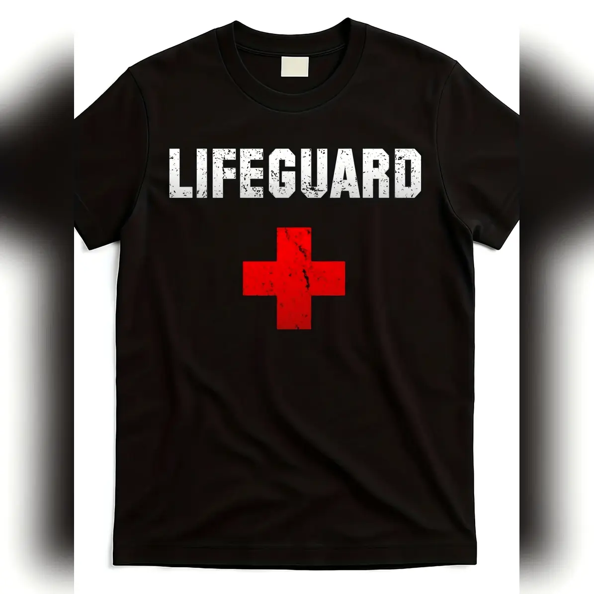 Vintage Lifeguard Logo T-Shirt - Unisex Casual Short Sleeve 220gsm Heavyweight Tee Featuring A Distressed Graphic Print All-Season Cotton T-Shirt